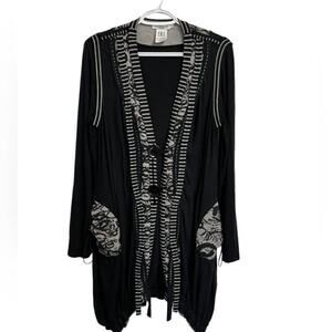 Dzhavael Couture Long Button Down Cardigan Size Medium
